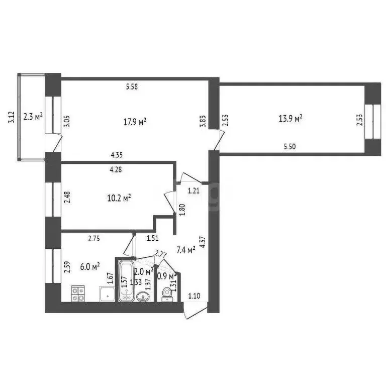 3-комнатная квартира: Стерлитамак, улица Дружбы, 66 (58.3 м) - Фото 1