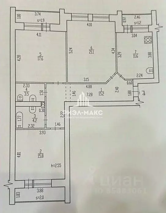 3-к кв. Брянская область, Брянск ул. Димитрова, 58 (94.2 м) - Фото 1