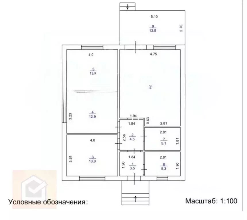 Дом в Крым, Евпатория ул. Петра Григоренко, 2 (100 м) - Фото 1