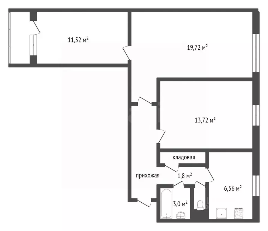 3-к кв. Тюменская область, Тюмень ул. 30 лет Победы, 62 (65.3 м) - Фото 1