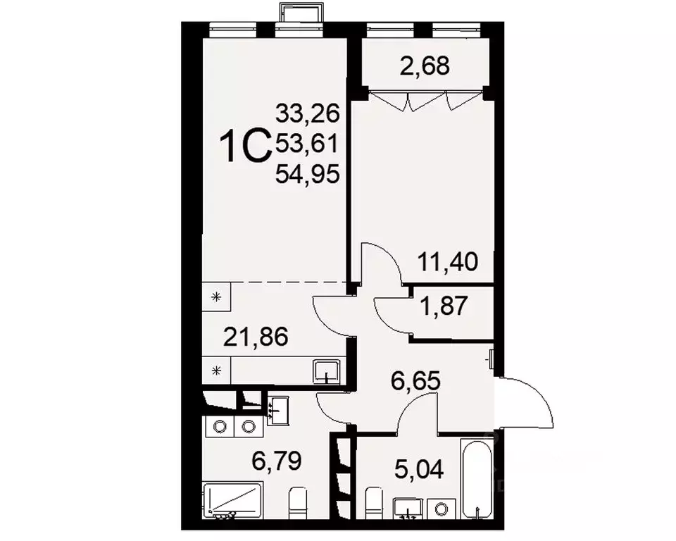1-к кв. Тульская область, Тула ул. Коминтерна, 44 (54.95 м) - Фото 0