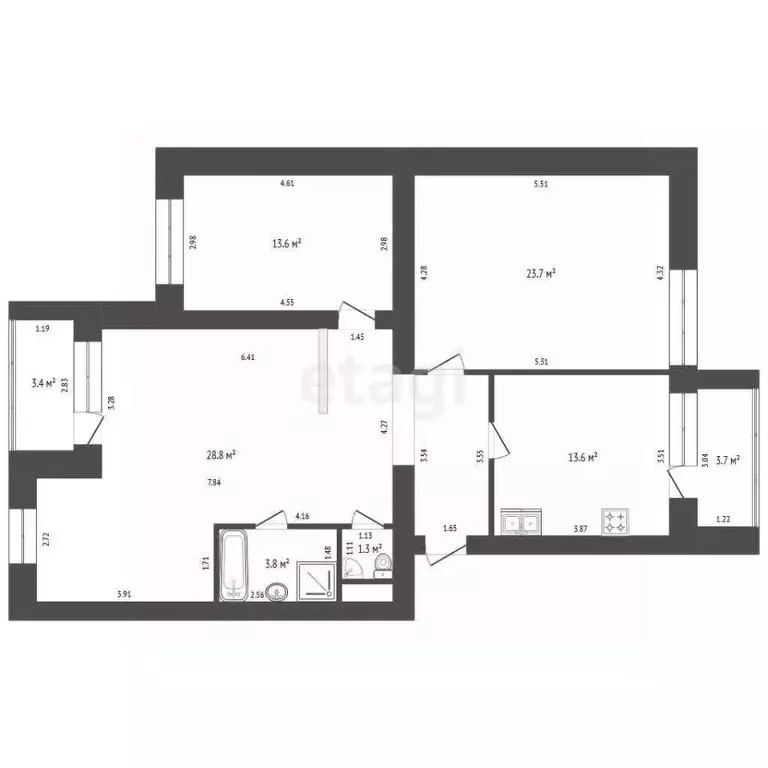 4-к кв. Башкортостан, Стерлитамак ул. Карла Маркса, 160 (98.5 м) - Фото 1