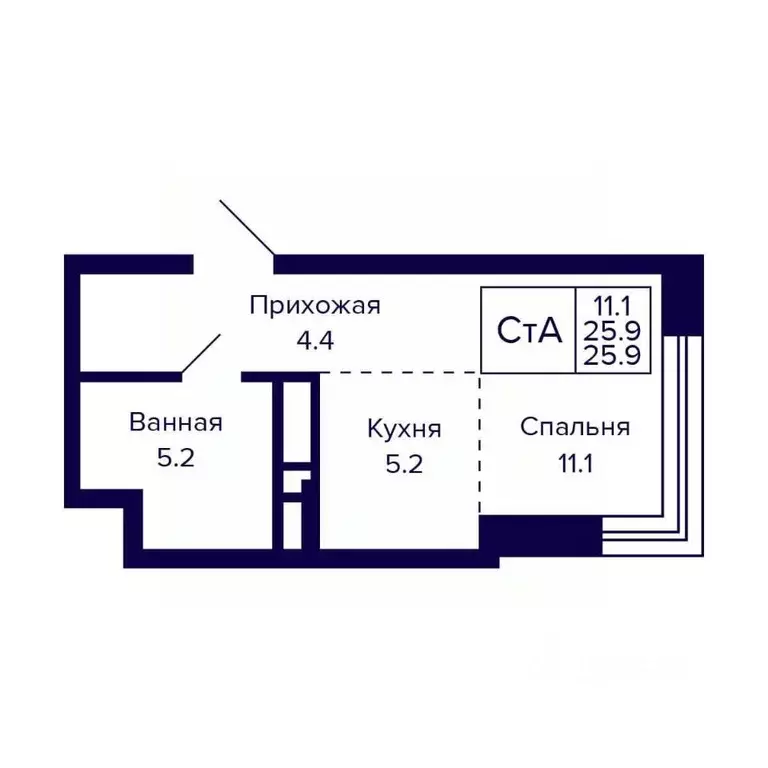 Студия Новосибирская область, Новосибирск ул. Грибоедова (25.9 м) - Фото 0