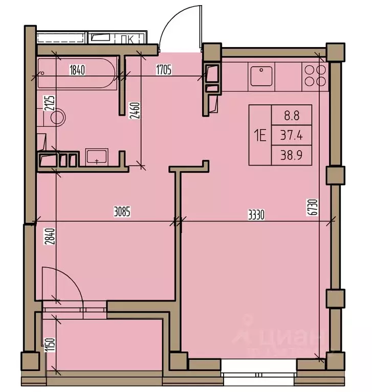 1-к кв. Хакасия, Абакан ул. Комарова, 7 (38.0 м) - Фото 2
