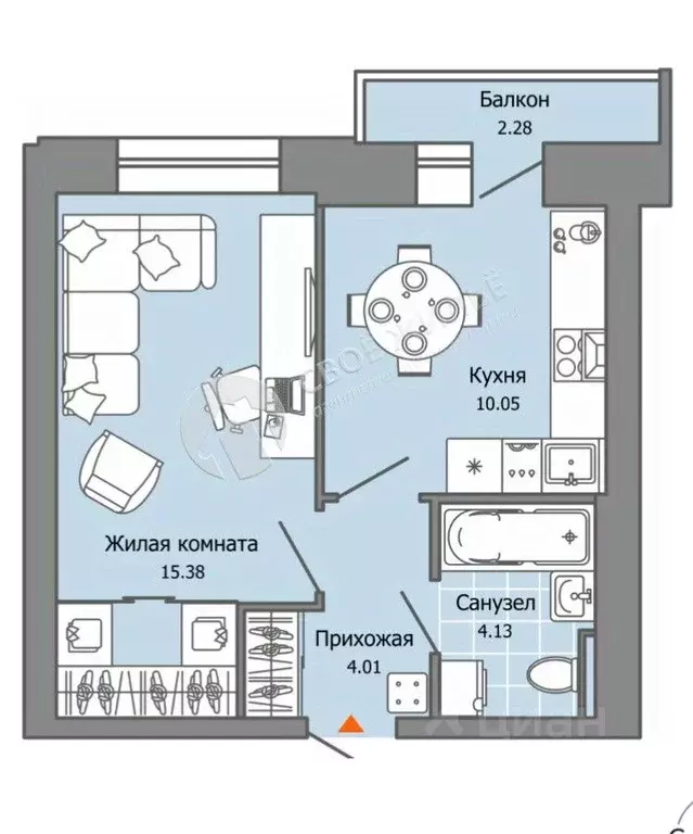 1-к кв. Пермский край, Пермь ул. Дзержинского, 31А (39.0 м) - Фото 1