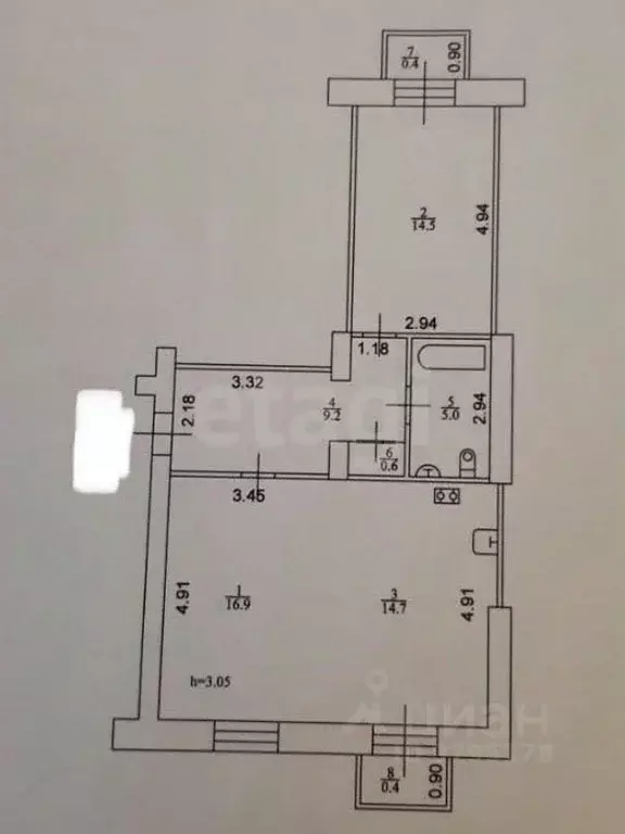 2-к кв. Татарстан, Казань ул. Тунакова, 49/41 (60.9 м) - Фото 1