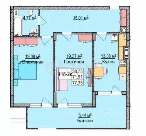 2-к кв. Калининградская область, Зеленоградск ул. Гагарина, 87 (77.5 ... - Фото 0