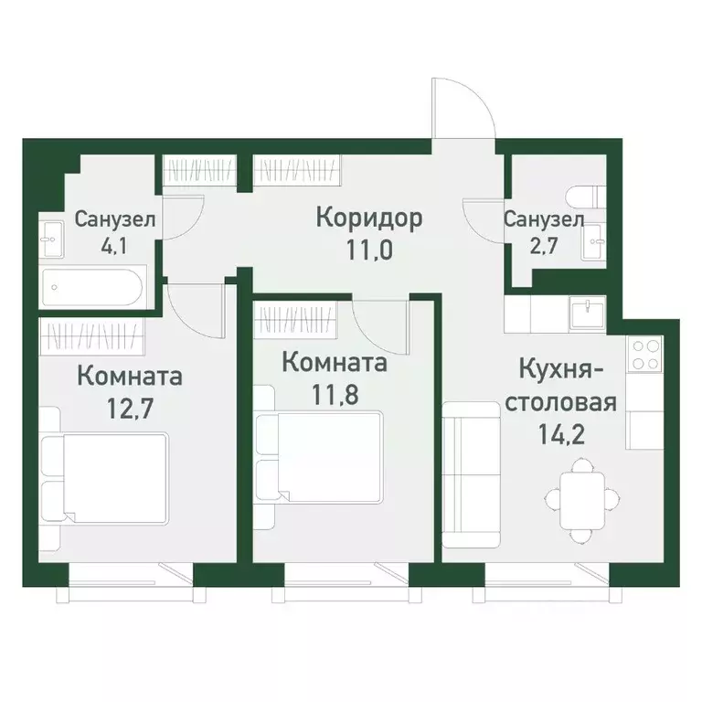 2-к кв. Челябинская область, Челябинский городской округ, пос. ... - Фото 0