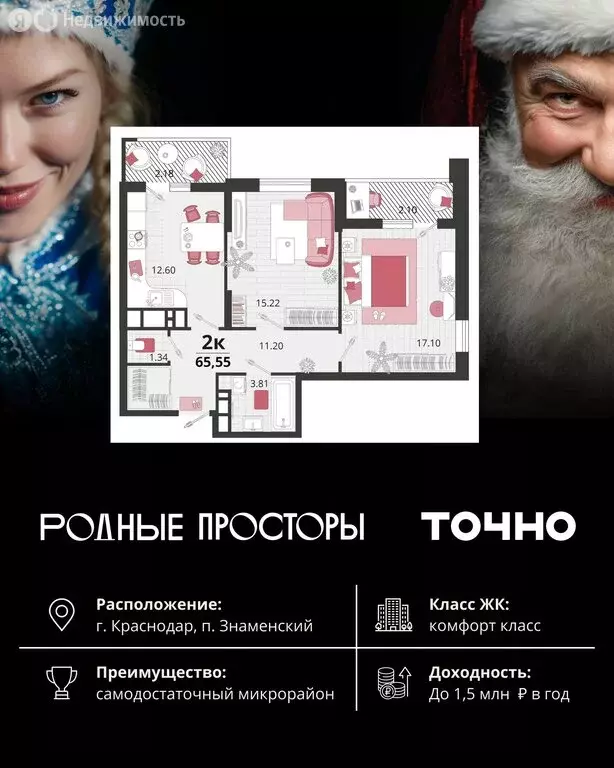 2-комнатная квартира: Краснодар, посёлок Знаменский, Природная улица, ... - Фото 1