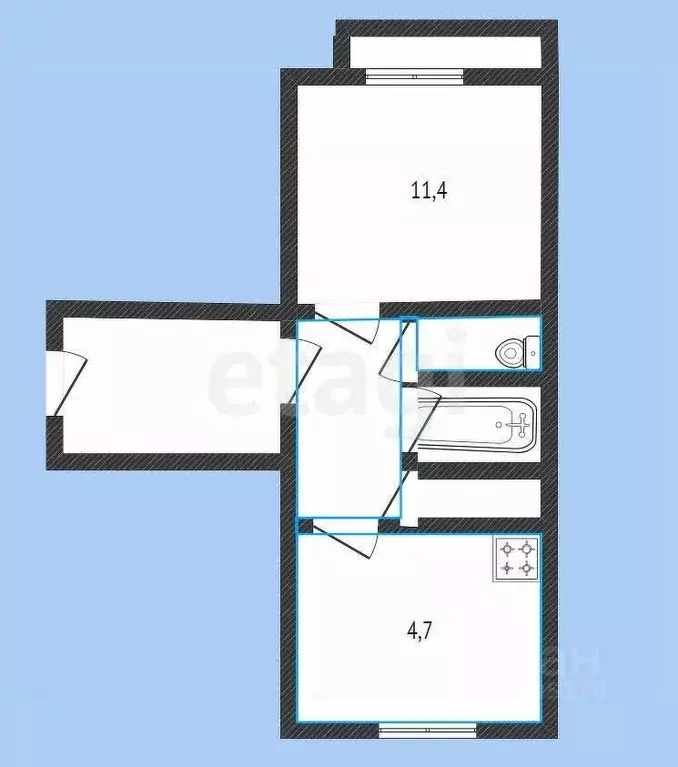 1-к кв. Татарстан, Казань Горки-3 мкр, ул. Дубравная, 27 (31.1 м) - Фото 1