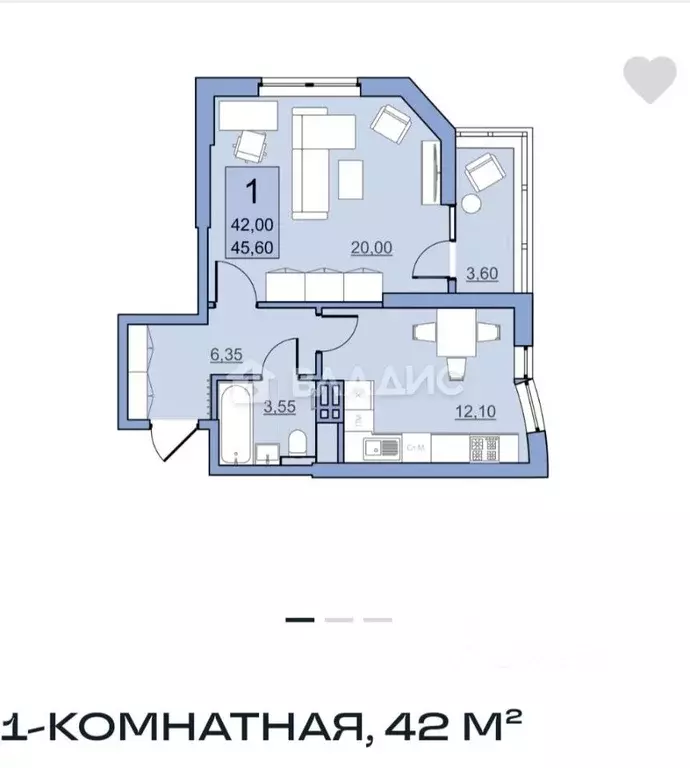 1-к кв. Саратовская область, Балаково Комсомольская ул., 65 (45.6 м) - Фото 0