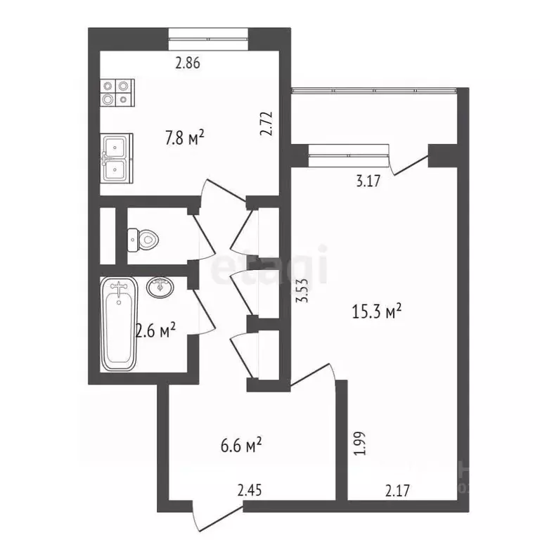 1-к кв. Ямало-Ненецкий АО, Новый Уренгой ул. 70-летия Октября, 1к6 ... - Фото 2