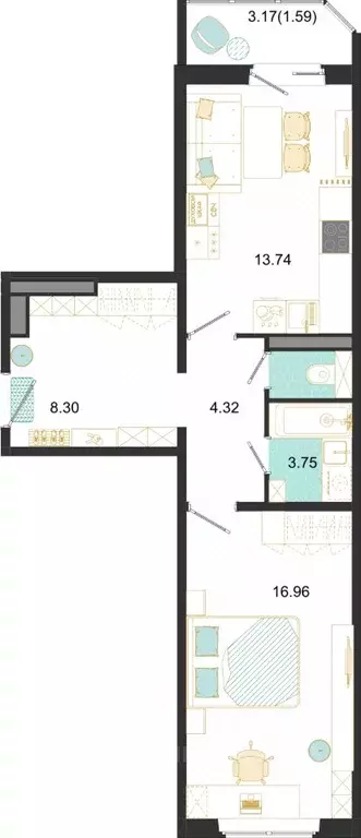 1-к кв. Московская область, Домодедово ул. Текстильщиков, 45 (48.66 м) - Фото 1