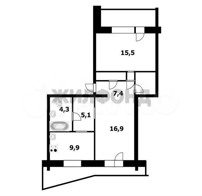 2-к. квартира, 65 м, 4/9 эт. - Фото 0