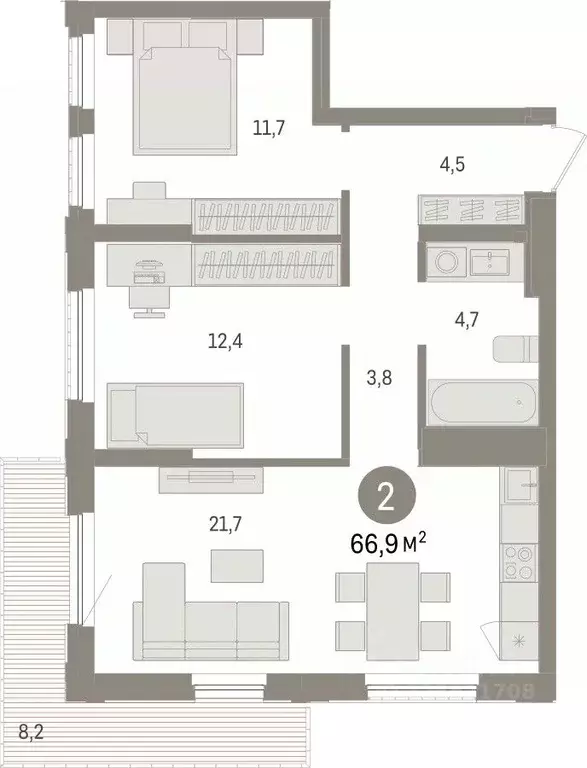 2-к кв. Липецкая область, Липецк пл. Петра Великого, 1 (66.92 м) - Фото 0