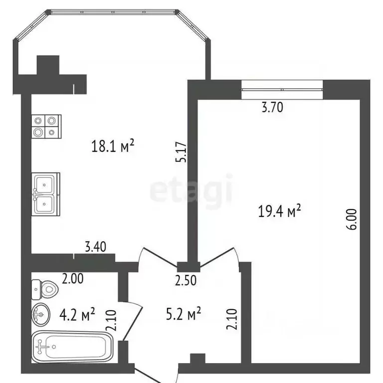 1-к кв. Ставропольский край, Ессентуки ул. Шмидта (46.9 м) - Фото 1