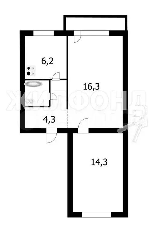 2-к. квартира, 44 м, 5/5 эт. - Фото 0