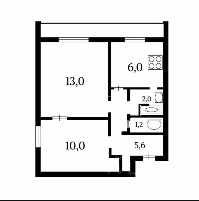 2-комнатная квартира: Москва, Озёрная улица, 25 (38 м) - Фото 1