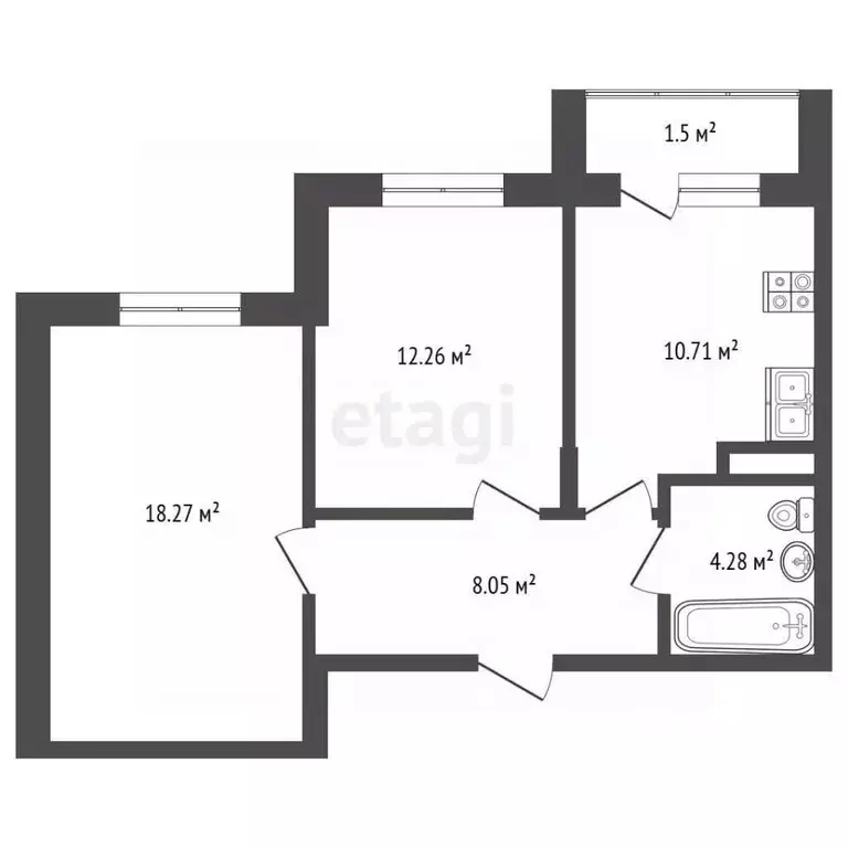 2-к кв. Москва ул. Генерала Донскова, 27к1 (53.7 м) - Фото 2
