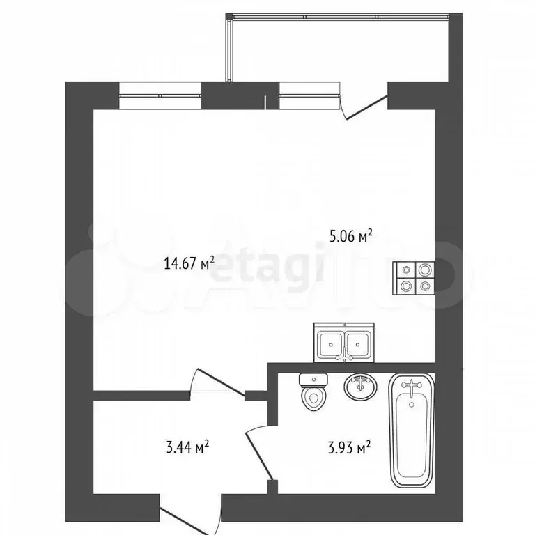 Квартира-студия, 27,1 м, 4/9 эт. - Фото 0
