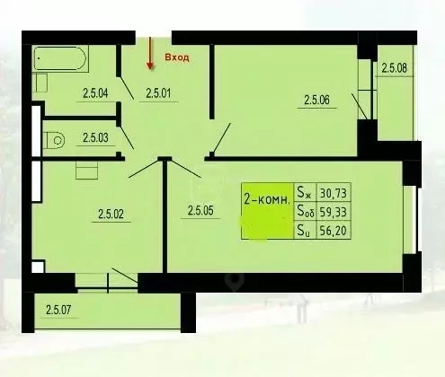 2-к кв. Владимирская область, Владимир ул. Всесвятская, 15 (57.9 м) - Фото 2