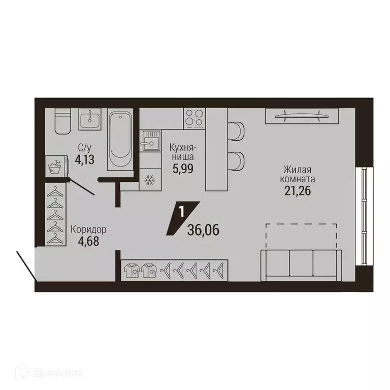 Продаётся квартира-студия, 36.1 м - Фото 0
