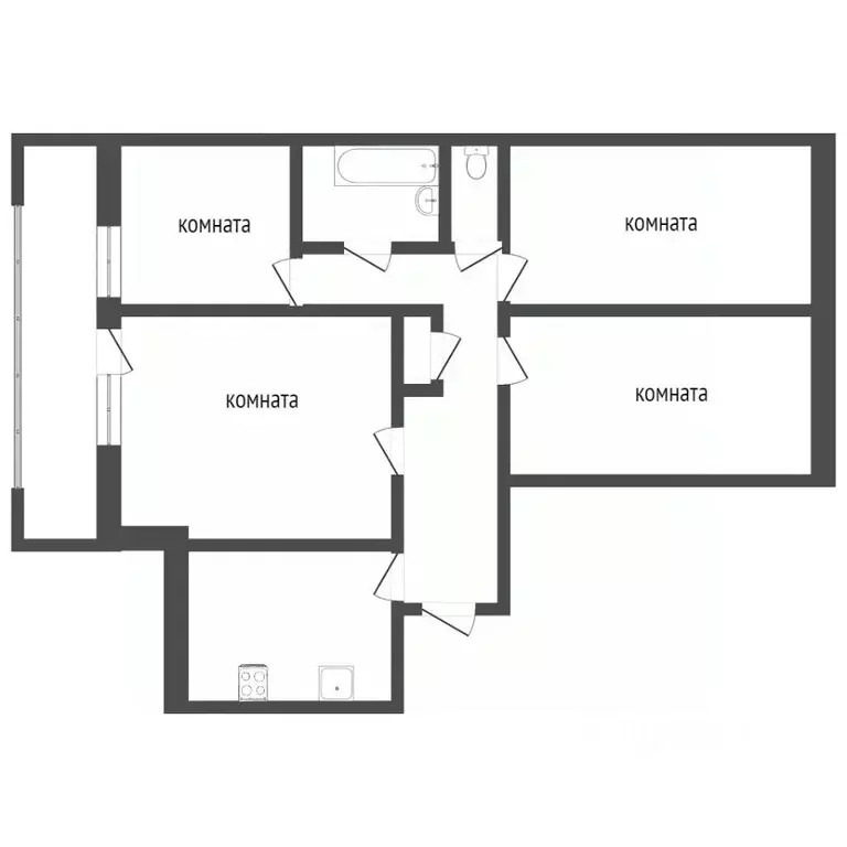 4-к кв. Нижегородская область, Нижний Новгород ул. Зайцева, 17 (87.6 ... - Фото 1