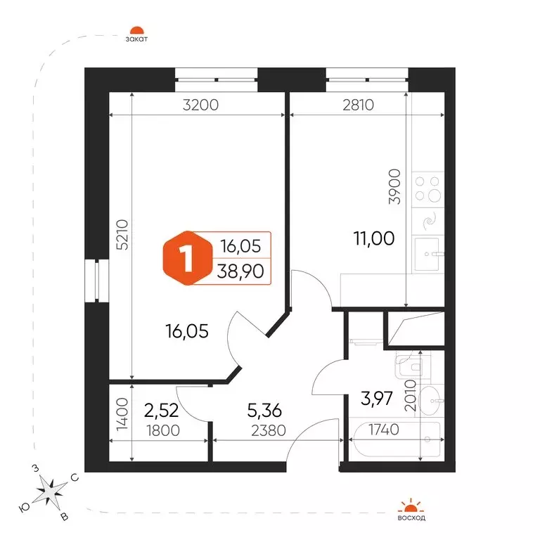 1-комнатная квартира: посёлок городского типа Некрасовский, Заводская ... - Фото 1