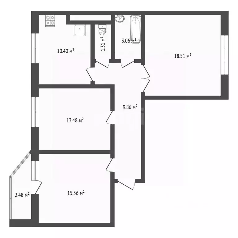 3-к кв. Тюменская область, Тюмень ул. Николая Ростовцева, 2 (72.9 м) - Фото 2