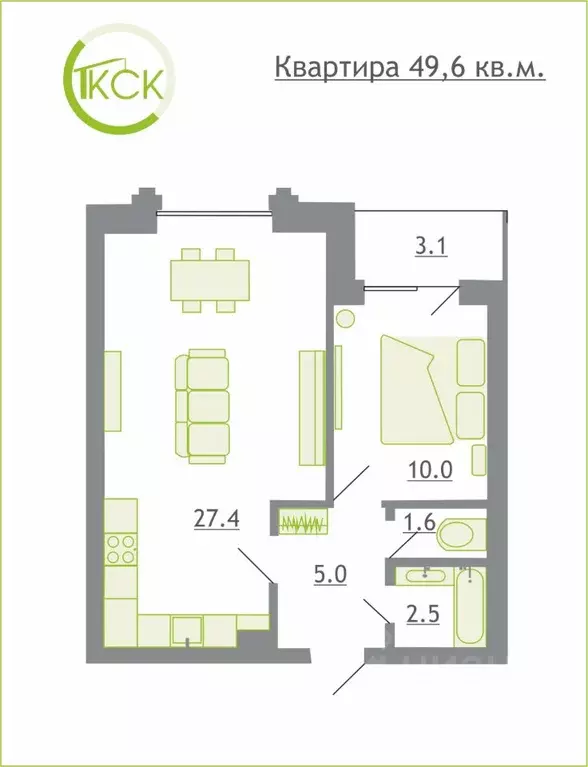 1-к кв. Смоленская область, Смоленский муниципальный округ, д. ... - Фото 1