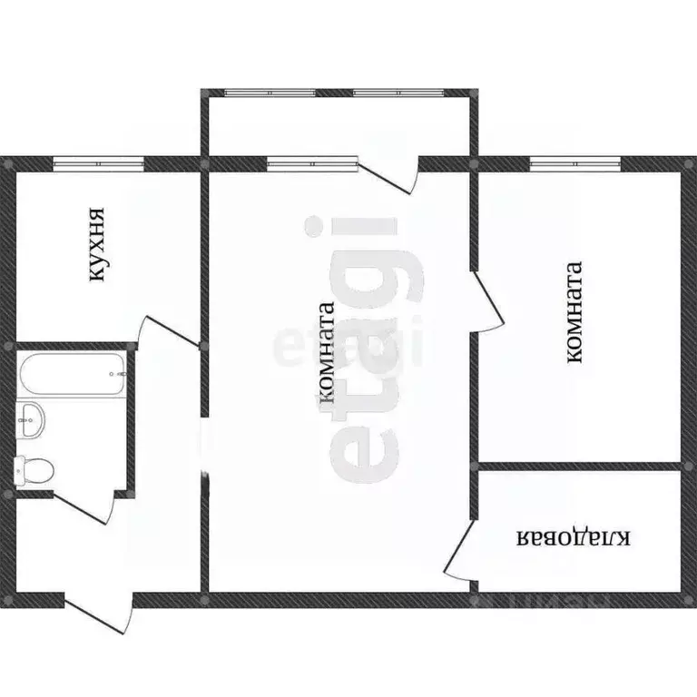 2-к кв. Челябинская область, Кыштым Зеленая ул., 22 (43.6 м) - Фото 2