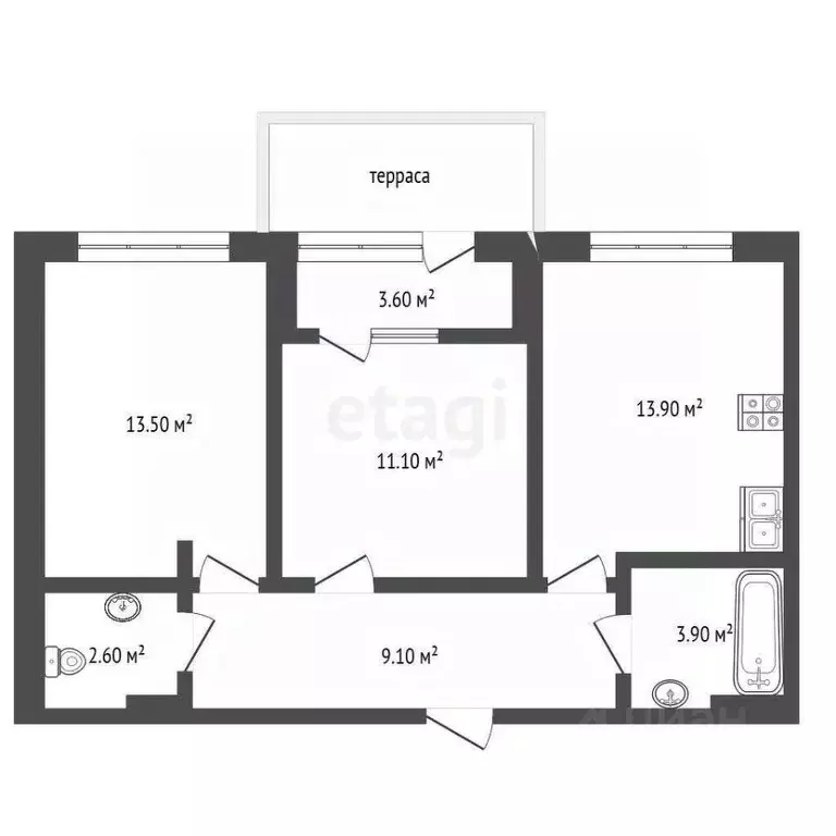 2-к кв. Тюменская область, Тюмень ул. Павла Никольского, 12 (58.9 м) - Фото 2
