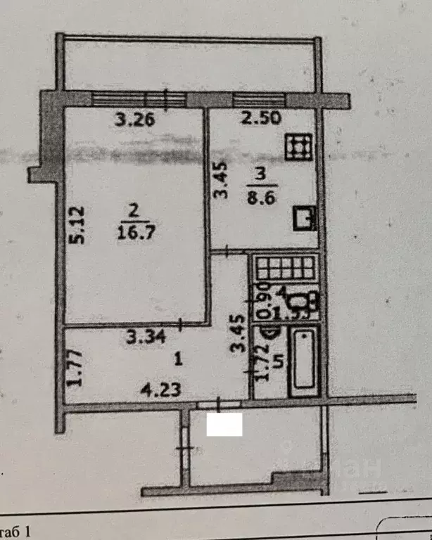 1-к кв. Пермский край, Пермь ул. Генерала Наумова, 19 (38.3 м) - Фото 2