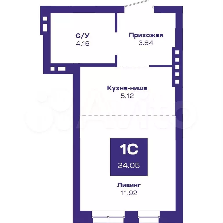1-к. квартира, 24,7 м, 3/8 эт. - Фото 1