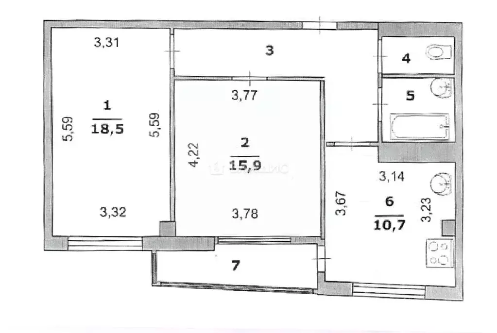 2-к кв. Белгородская область, Белгород ул. Белгородского полка, 62 ... - Фото 2