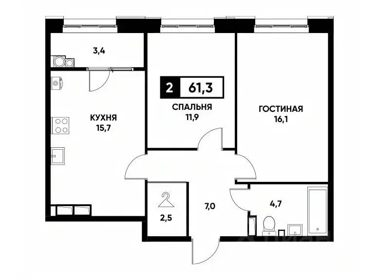 2-к кв. Ставропольский край, Ставрополь ул. Николая Голодникова, 9к2 ... - Фото 0