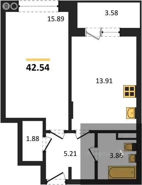 1-комнатная квартира: Воронеж, Электросигнальная улица, 9Ак1 (42.54 м) - Фото 1