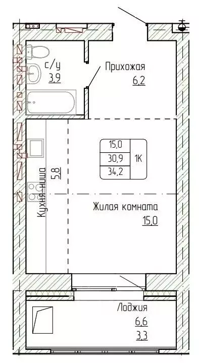 1-к кв. Алтайский край, Новоалтайск ул. Титова, 6 (34.2 м) - Фото 1