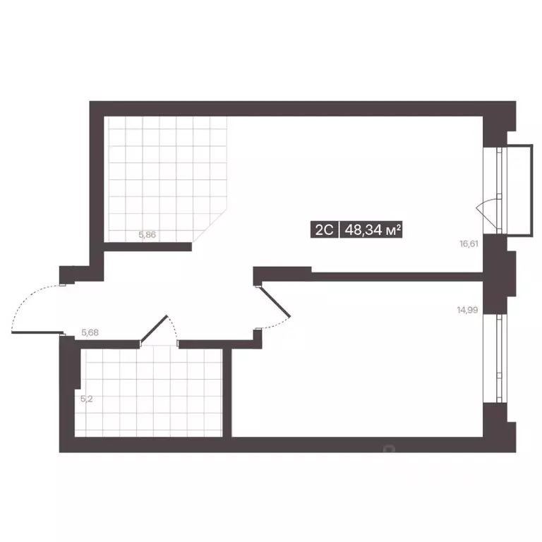 2-к кв. Кемеровская область, Кемерово 6/2 мкр, Моне жилой комплекс ... - Фото 2
