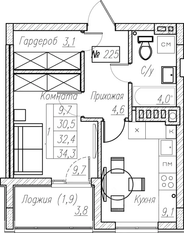 1-к кв. Калининградская область, Пионерский  (30.6 м) - Фото 1