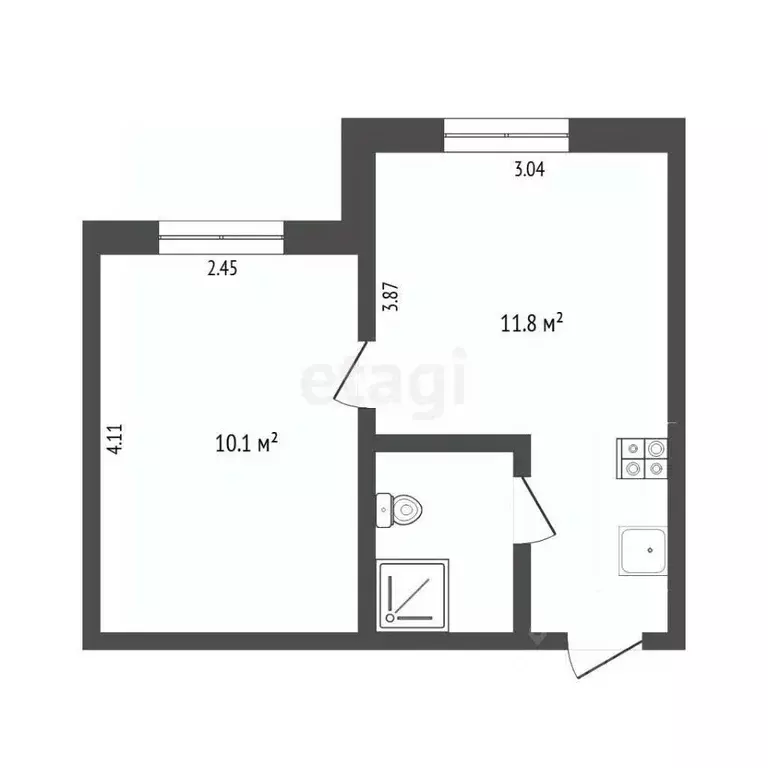 1-к кв. Тюменская область, Тюмень ул. 30 лет Победы, 76 (26.0 м) - Фото 1