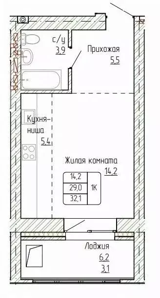 1-к кв. Алтайский край, Новоалтайск ул. Титова, 6 (32.1 м) - Фото 0