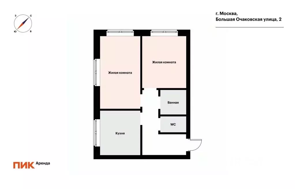 2-к кв. Москва Большая Очаковская ул., 2 (53.0 м) - Фото 1