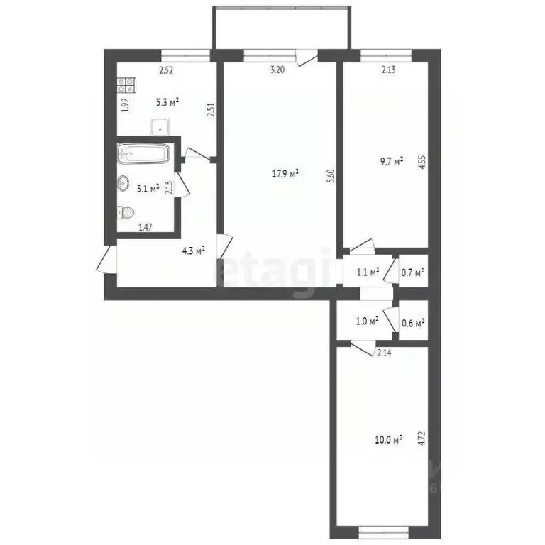 3-к кв. Севастополь ул. Костромская, 12 (53.7 м) - Фото 2