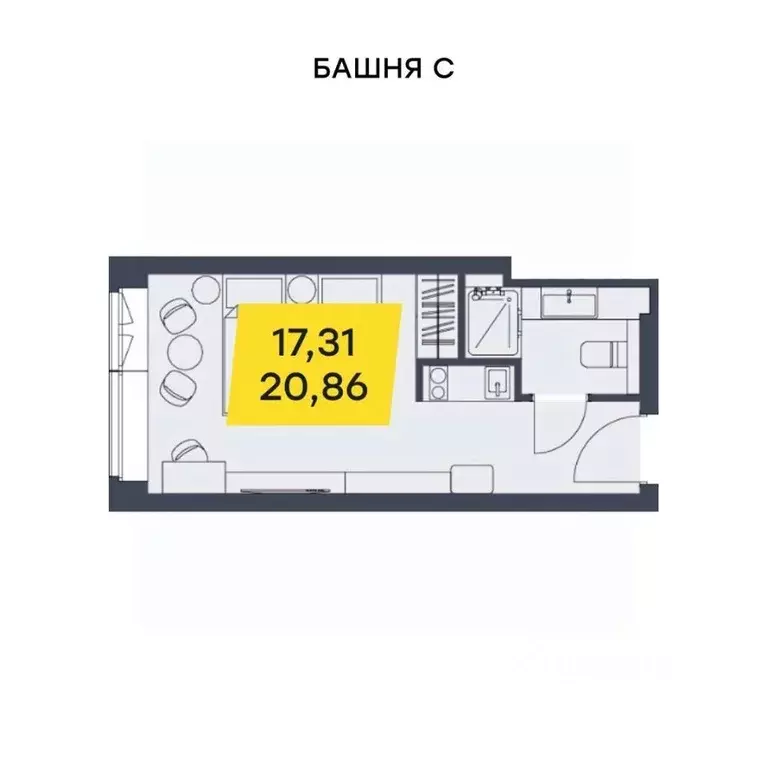 Студия Новосибирская область, Новосибирск Лэнд Лорд жилой комплекс ... - Фото 1