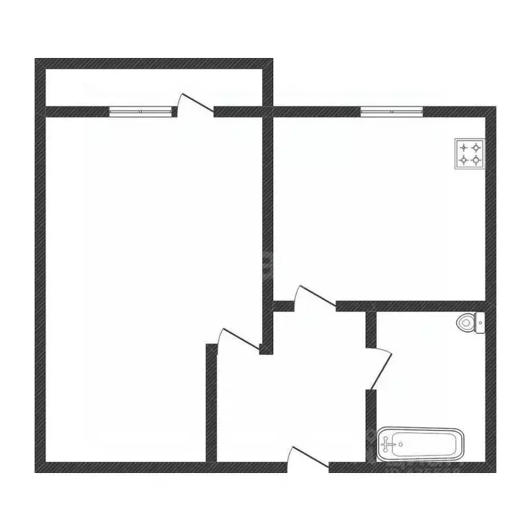 1-к кв. Белгородская область, Валуйки ул. Максима Горького, 102 (28.9 ... - Фото 2