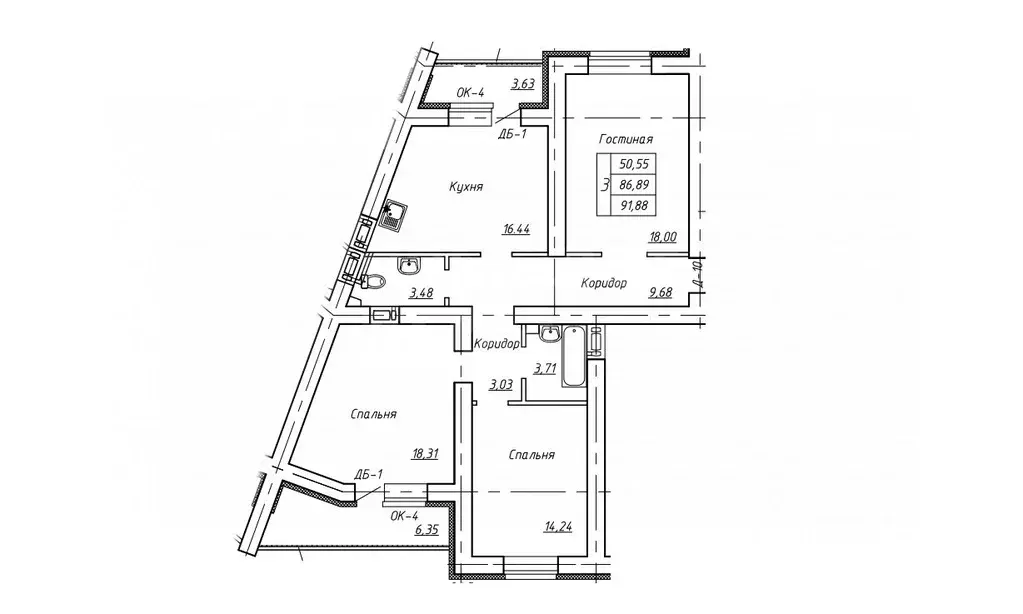 3-к кв. Оренбургская область, Оренбург Уральская ул., 2Д (91.6 м) - Фото 1