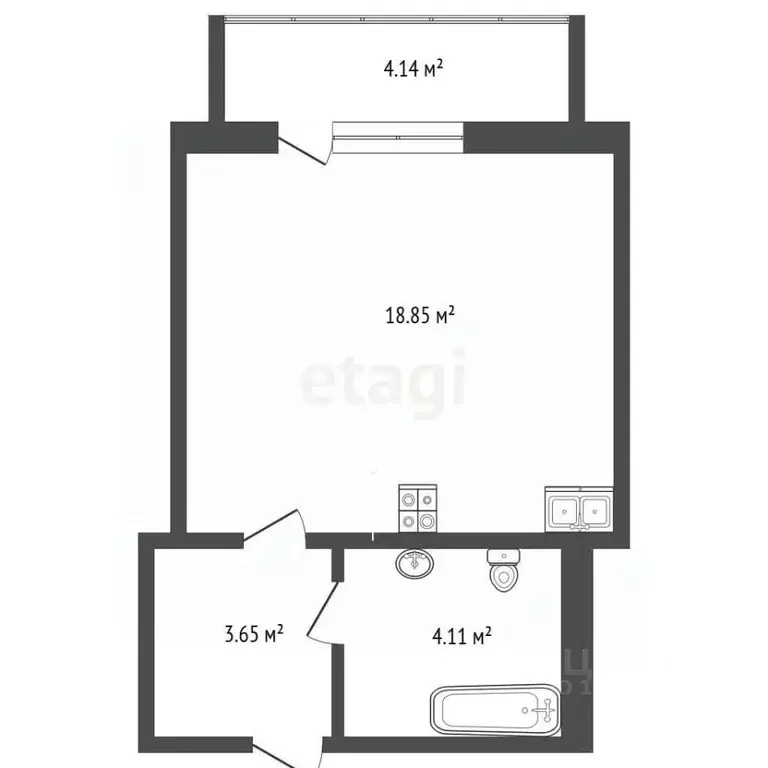 Студия Тюменская область, Тюменский муниципальный округ, д. Патрушева ... - Фото 1