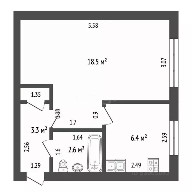 1-к кв. Забайкальский край, Чита ул. Энтузиастов, 15 (30.8 м) - Фото 2