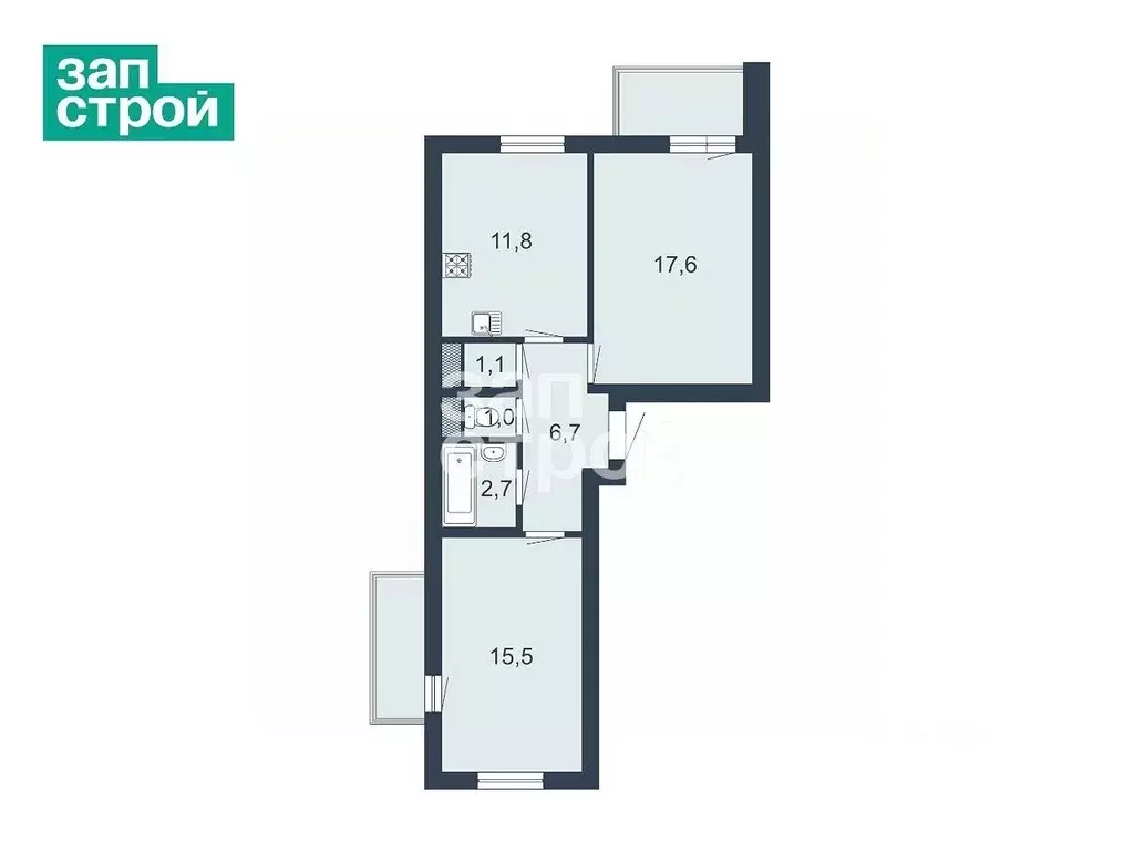 2-к кв. Санкт-Петербург Мебельная ул., 19К2 (56.4 м) - Фото 2